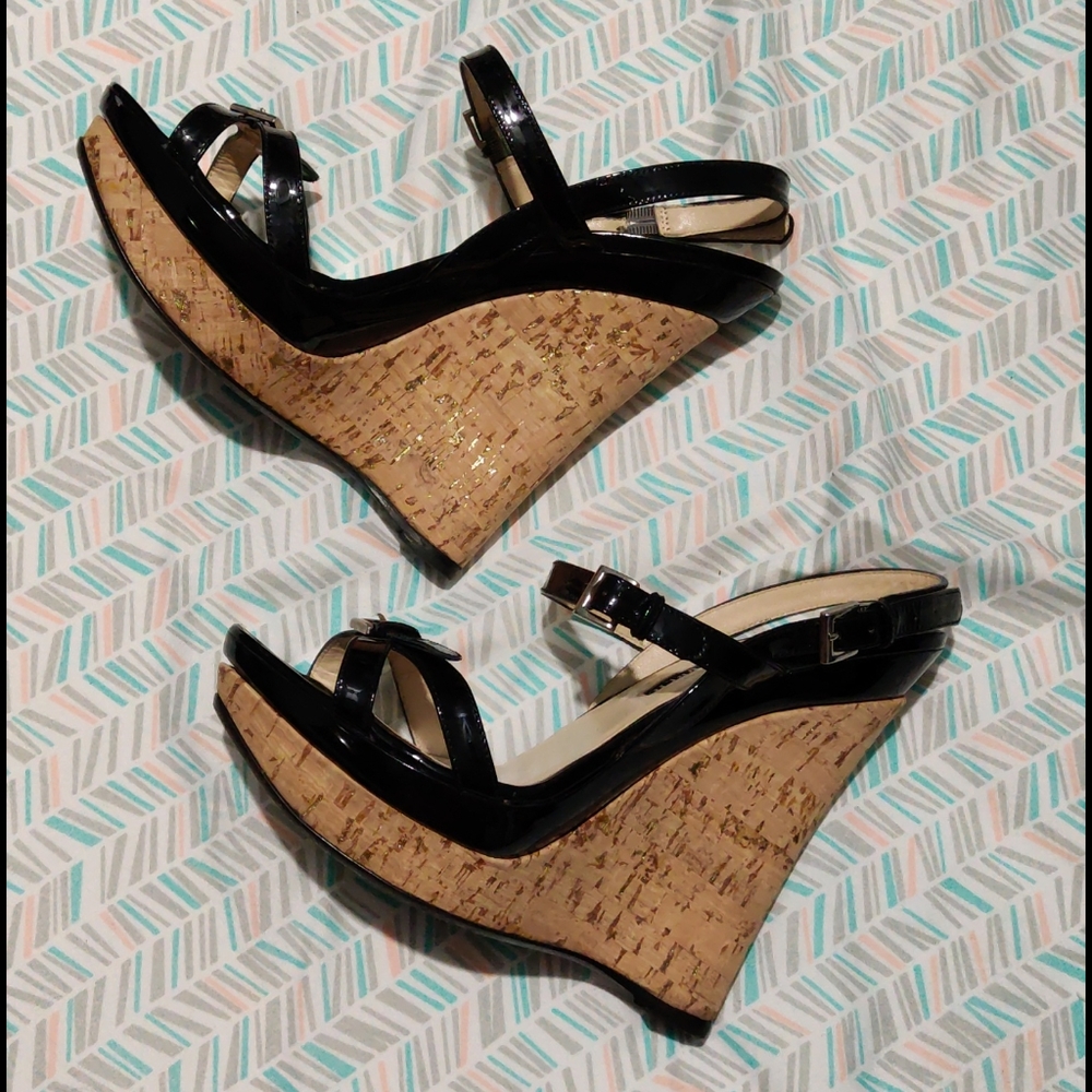 Rock Republic 7.5 black wedge platform 7" heels